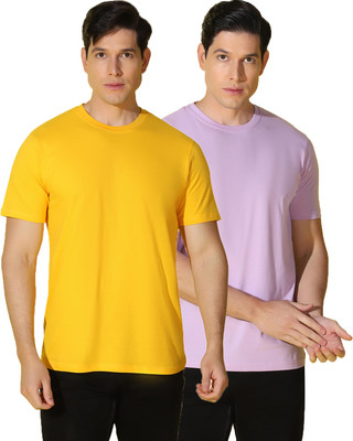 WOOSTRO Solid Men Round Neck Multicolor T-Shirt