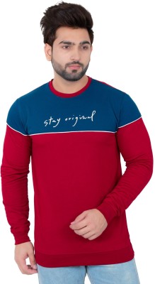 E-MAX Printed Men Round Neck Maroon T-Shirt