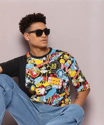 Kook N Keech Disney Printed Men Round Neck Black T-Shirt