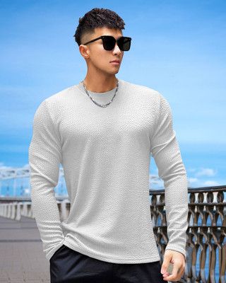 METRONAUT Solid Men Round Neck White T-Shirt
