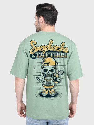 Clickwell Trend Printed, Typography Men Round Neck Light Green T-Shirt