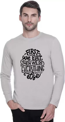 ManGOD Printed, Self Design Men Round Neck Grey T-Shirt
