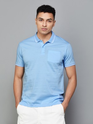 CODE by Lifestyle Solid Men Polo Neck Blue T-Shirt