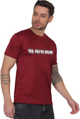Atharva Trends Typography Men Round Neck Maroon T-Shirt