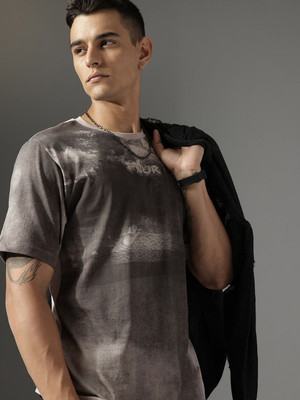 FCUK Printed Men Round Neck Grey T-Shirt