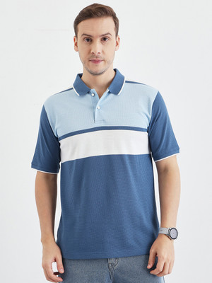 PIVL Colorblock Men Polo Neck Blue, White T-Shirt