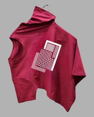 Velvawear Printed Men Round Neck Maroon T-Shirt