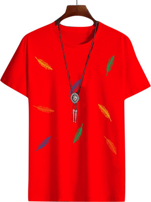 Nirvaan Printed Men Round Neck Red T-Shirt