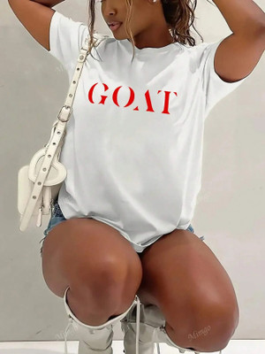 ELBATROSS Printed Women Round Neck White T-Shirt