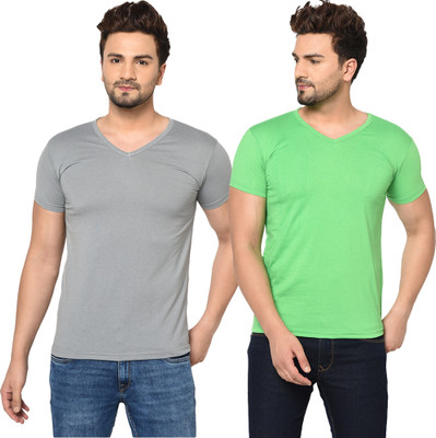 Adorbs Trend Solid Men V Neck White T-Shirt