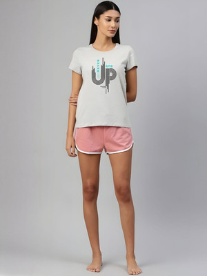 SZN Graphic Print Women Round Neck Grey T-Shirt