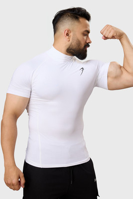 FuaarK Solid Men High Neck White T-Shirt