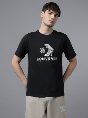 Converse Printed Men Round Neck Black T-Shirt