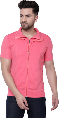 Tresna Trendy Solid Men Polo Neck Red T-Shirt