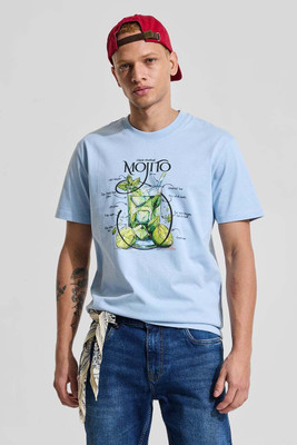 Snitch Graphic Print Men Crew Neck Blue T-Shirt