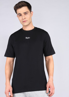 ADIDAS Striped Men Crew Neck Black T-Shirt