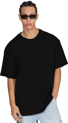 Leotude Solid Men Round Neck Black T-Shirt