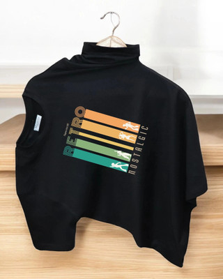 DRIPTHREAD Printed Men Round Neck Black T-Shirt