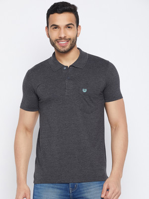 DUKE Solid Men Polo Neck Grey T-Shirt