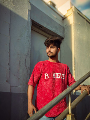 ZEROEIGHT Printed Men Round Neck Red T-Shirt
