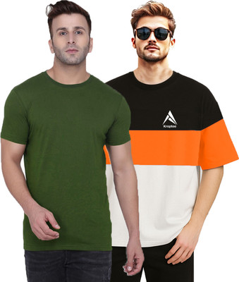 Kroptee Colorblock, Solid Men Round Neck Multicolor T-Shirt