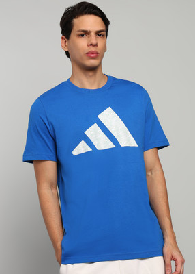 ADIDAS Graphic Print Men Round Neck Blue T-Shirt