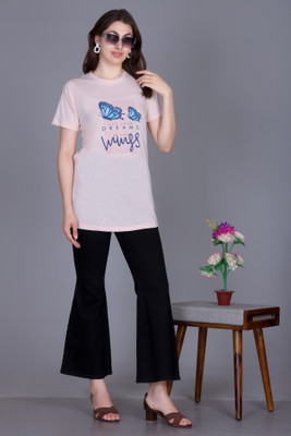 A & Y Printed Men Round Neck Pink T-Shirt