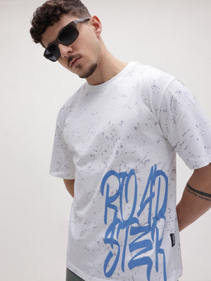 Roadster Printed Men Round Neck White T-Shirt