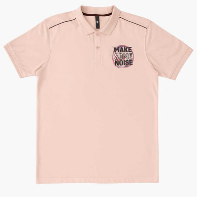 GALAX Solid Men Polo Neck Pink T-Shirt
