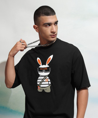 HIGHLANDER Self Design Men Round Neck Black T-Shirt