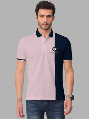 Bullmer Colorblock Men Polo Neck Navy Blue, Purple T-Shirt