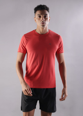 Force NXT Solid Men Round Neck Red T-Shirt