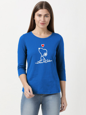 Trendtee Graphic Print Women Round Neck Blue T-Shirt