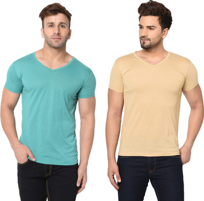 Adorbs Trend Solid Men V Neck Multicolor T-Shirt