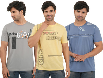 SHAUN Printed Men Round Neck Multicolor T-Shirt