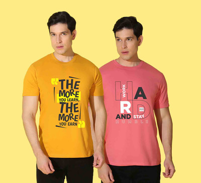 WOOSTRO Printed, Typography Men Round Neck Multicolor T-Shirt