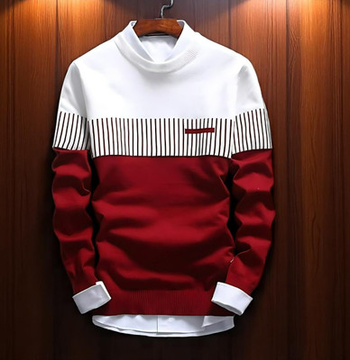 FASHIUM Colorblock Men Round Neck Maroon T-Shirt