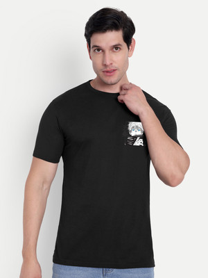 HouseOfCommon Graphic Print Men Round Neck Black T-Shirt