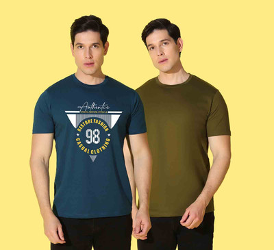 WOOSTRO Printed Men Round Neck Multicolor T-Shirt