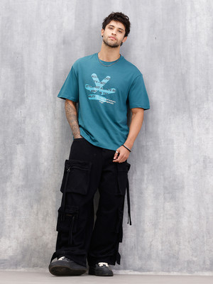 WROGN Solid Men Crew Neck Green T-Shirt