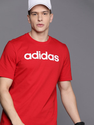 ADIDAS Printed Men Crew Neck Red T-Shirt