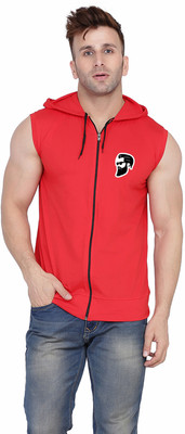 GEUM Graphic Print Men Hooded Neck Red T-Shirt