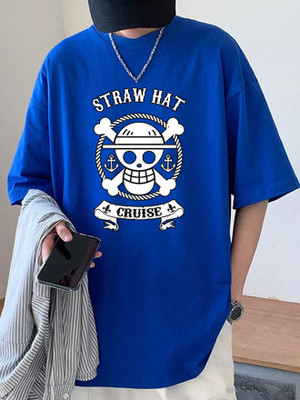 Cool Plus Printed Men Round Neck Blue T-Shirt