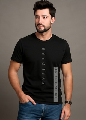 UrGear Printed Men Round Neck Black T-Shirt