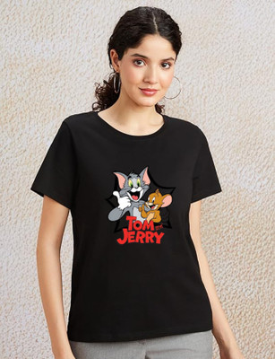 Gujjuunicorns Printed Women Round Neck Black T-Shirt