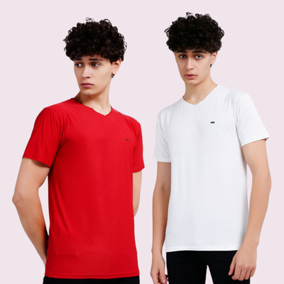 METRONAUT Striped Men Round Neck Red, White T-Shirt