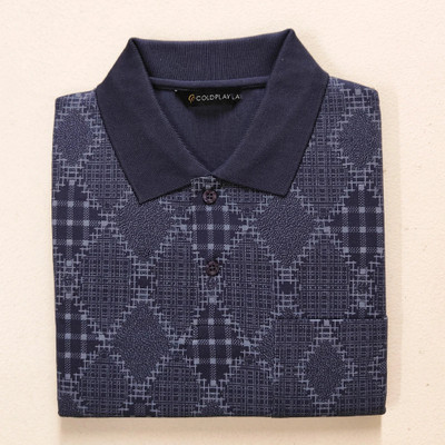 Coldplay Printed Men Polo Neck Dark Blue T-Shirt