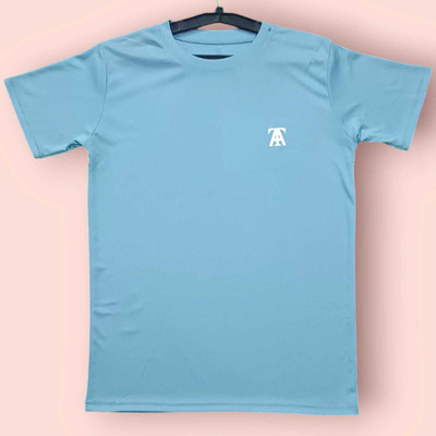 Toxic ADDICTION Solid Men Round Neck Light Blue T-Shirt