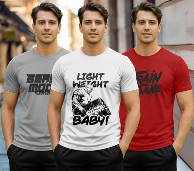 Leotude Printed Men Round Neck Multicolor T-Shirt