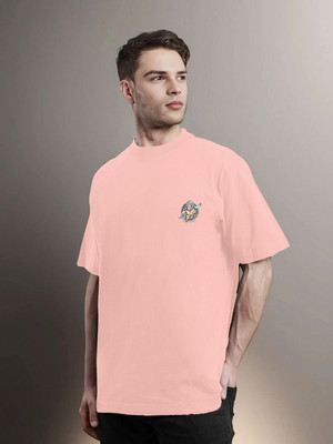 Moda Rapido Printed Men Round Neck Pink T-Shirt
